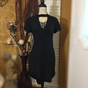 NEW Black Short Sleeve Tunic T-shirt Dress